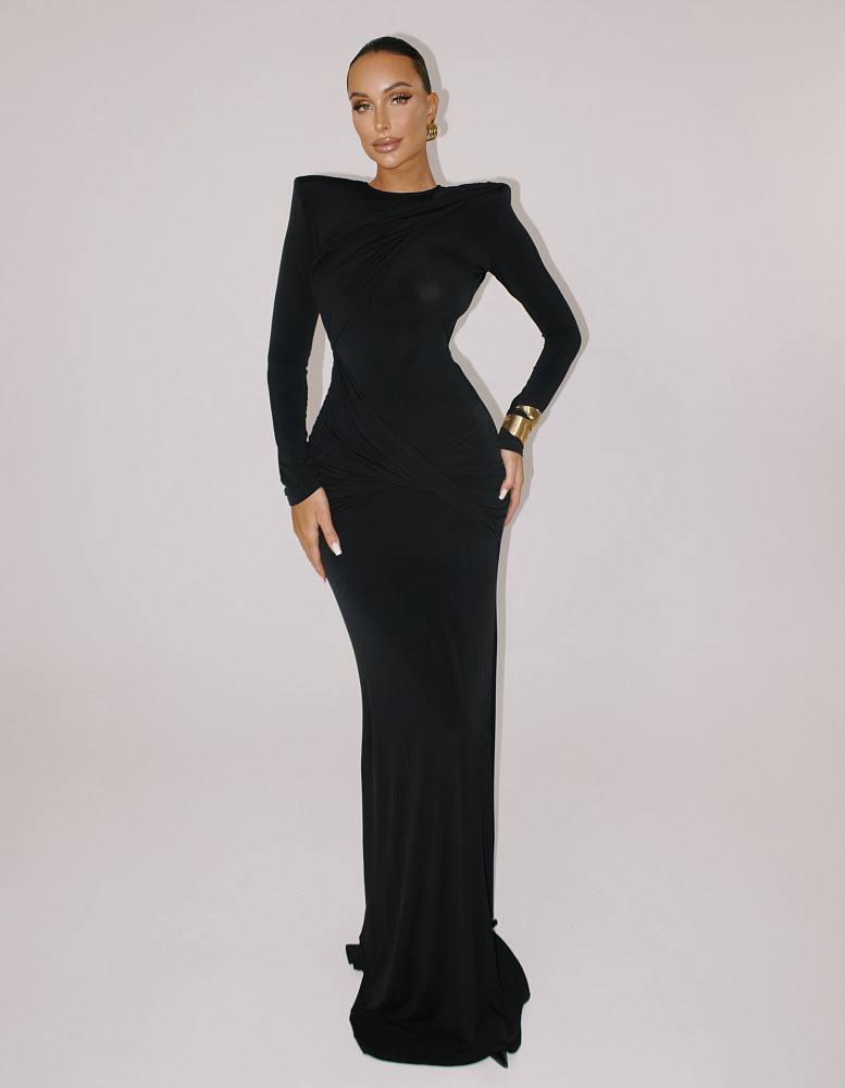 Valentina Backless Draped Maxi Dress