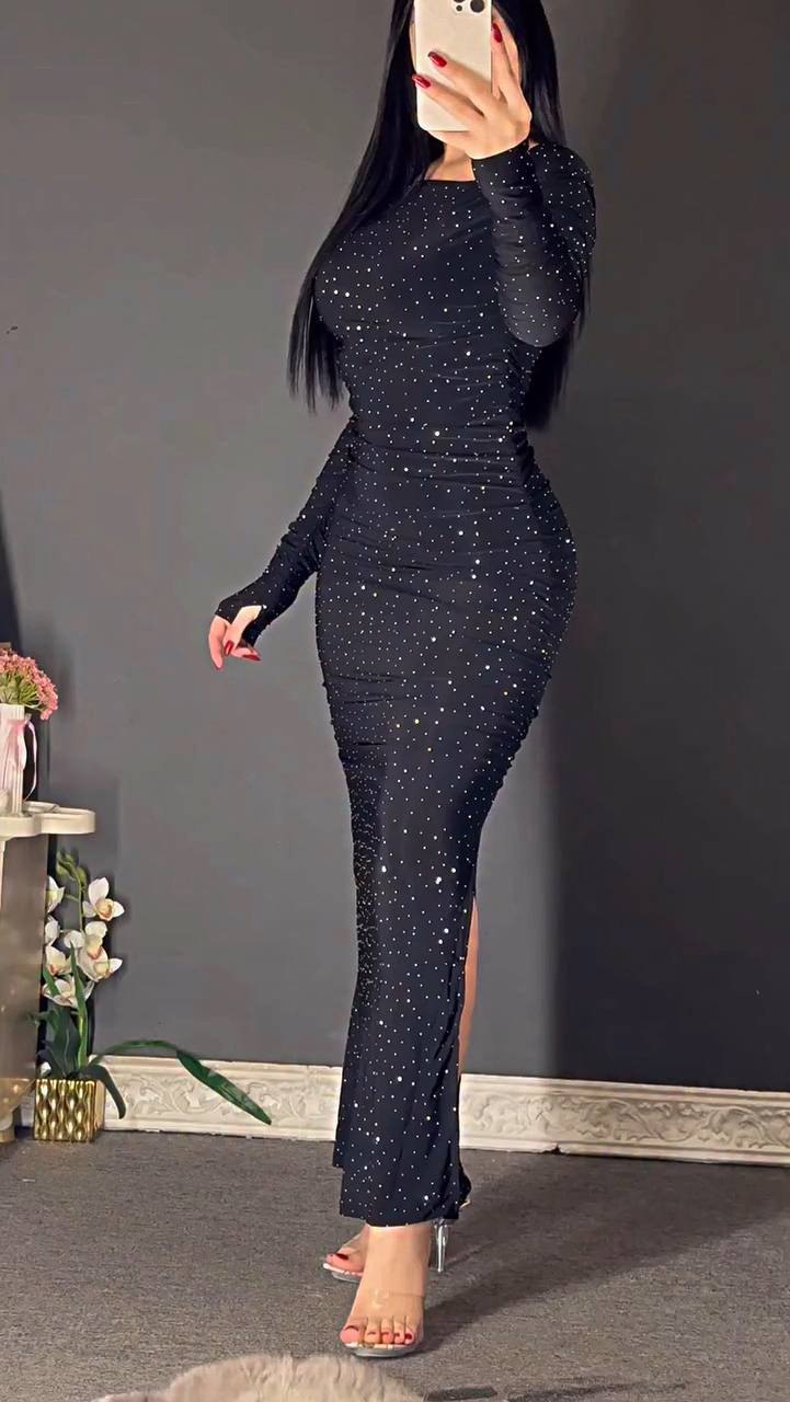 The 'Starlight' Bodycon Maxi Dress - Midnight Sparkle