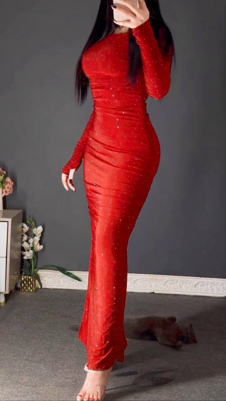 The 'Starlight' Bodycon Maxi Dress - Midnight Sparkle