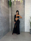 The 'Goddess' Cut-Out Maxi Set - Obsidian Black