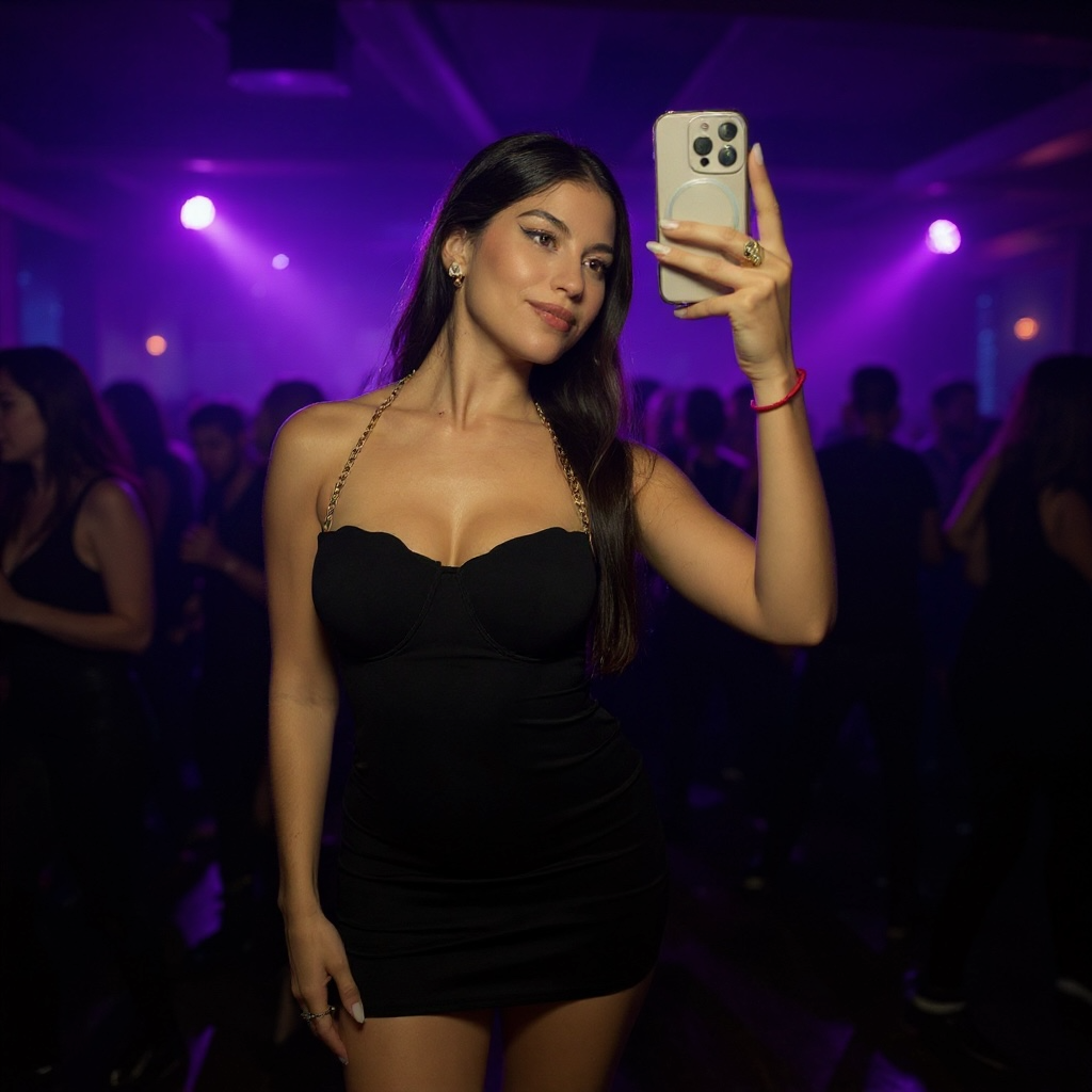 Midnight charm black mini dress with gold chain straps