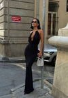 The 'Siren' Halter Cowl Maxi Dress - Espresso Elegance
