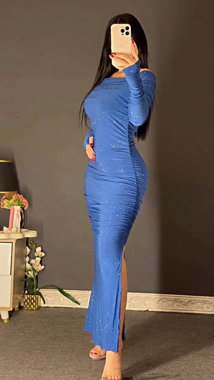 The 'Starlight' Bodycon Maxi Dress - Midnight Sparkle