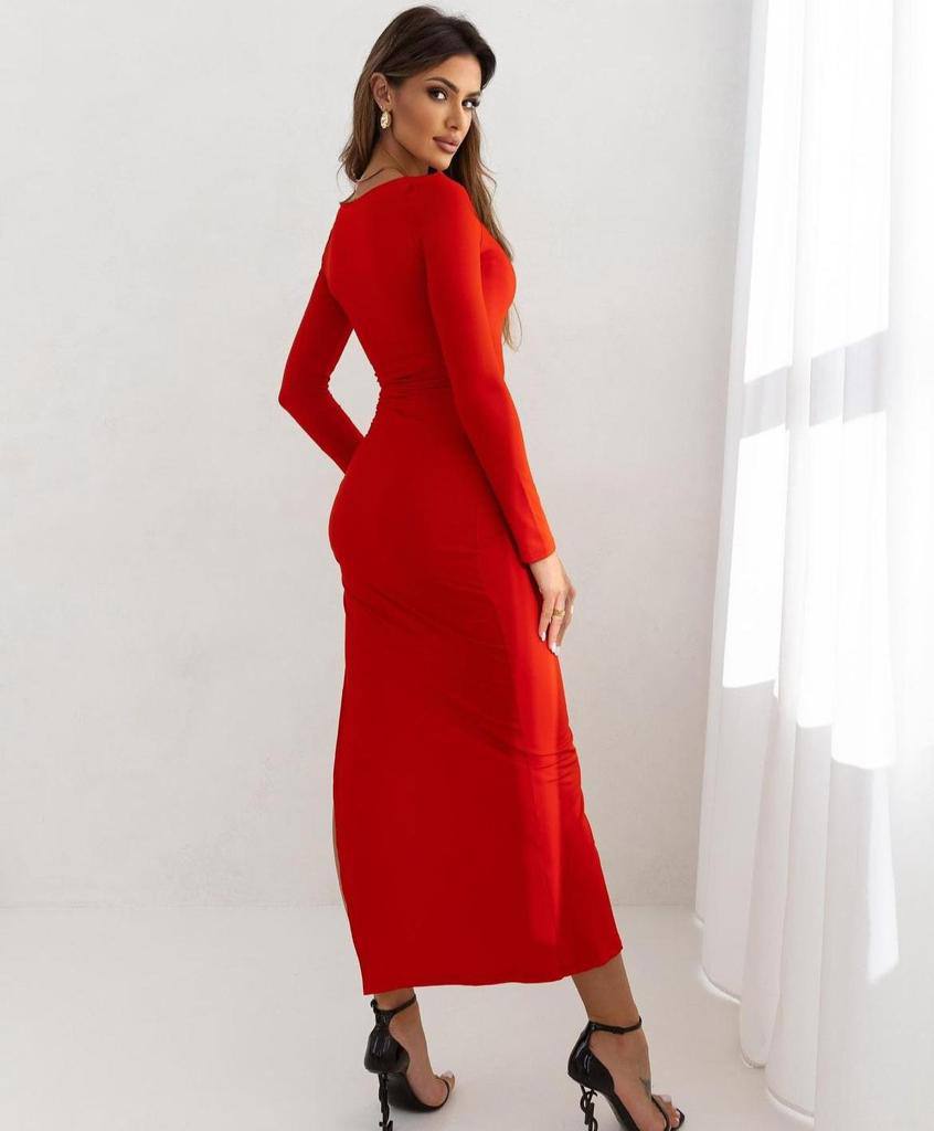 Vermillion Square-Neck Dress