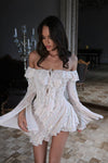 Iridescent Off-Shoulder Sparkle Mini Dress