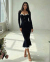 Lace-Trim Button Front Midi Dress