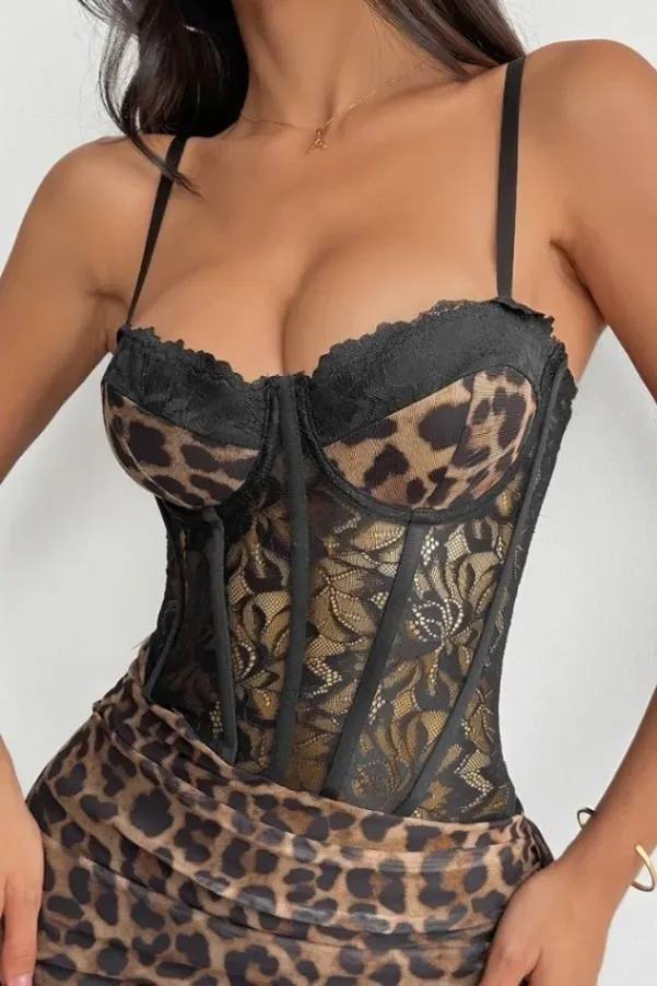 The Wild Allure Leopard Corset Maxi dress