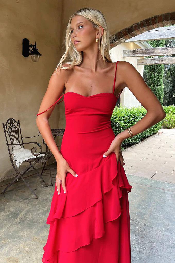 Scarlet Ruffled Tiered Maxi Dress