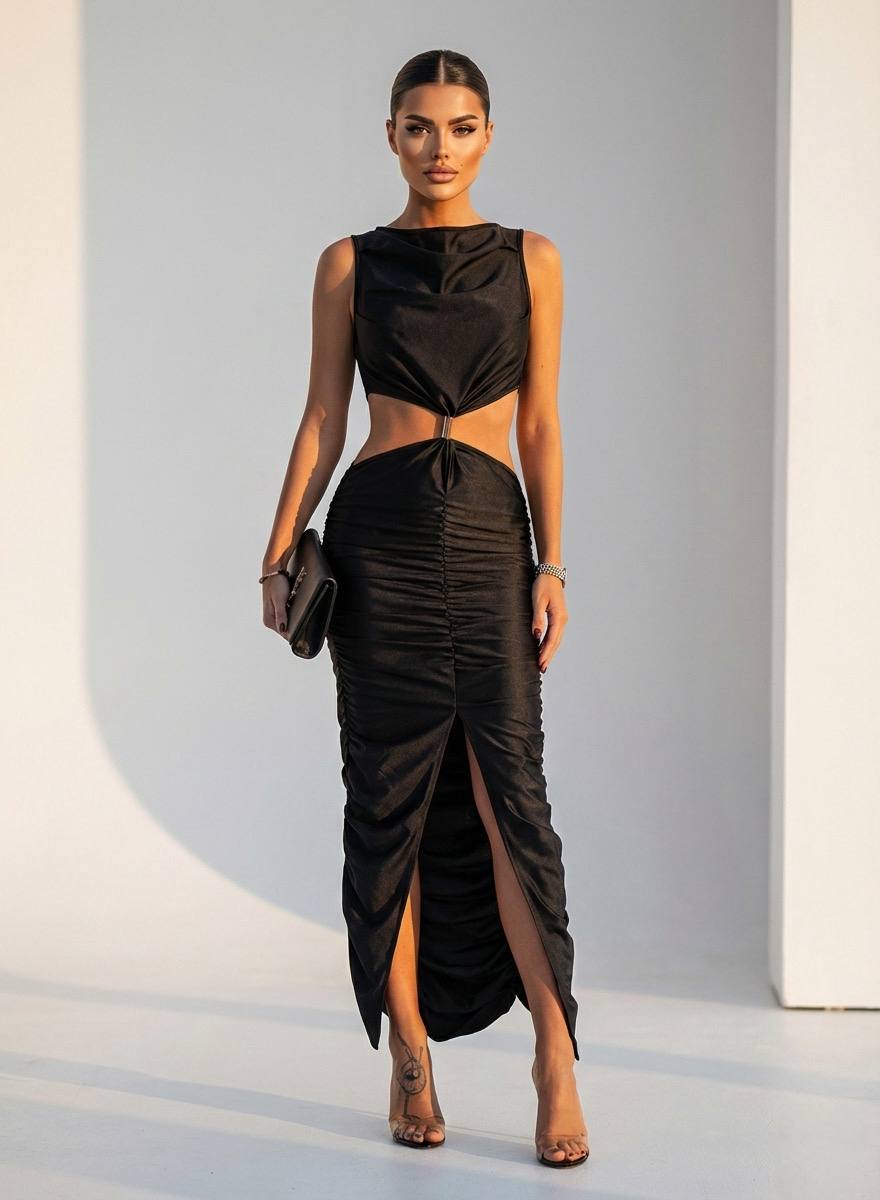 Seraphina Metallic Ring Cut-Out Maxi