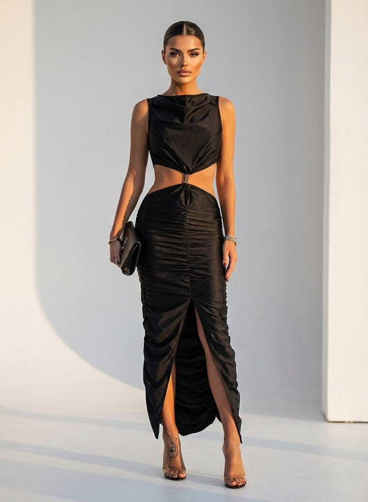 Seraphina Metallic Ring Cut-Out Maxi