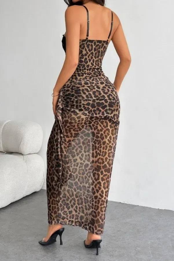 The Wild Allure Leopard Corset Maxi dress