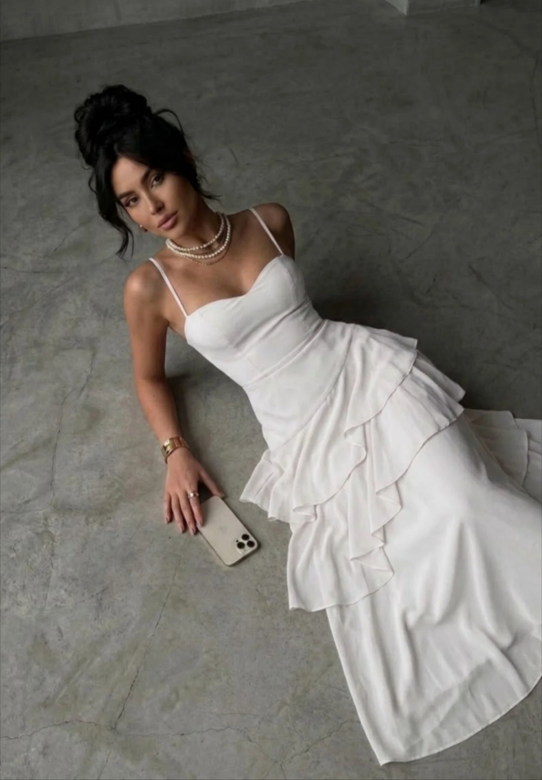 Angelo Ethereal White Ruffled Tiered Maxi Dress