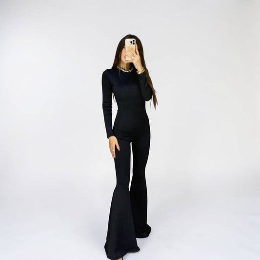 Zenith Sculpt Flare Jumpsuit - Onyx