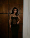 Star Black Mesh Illusion Strapless Maxi Dress