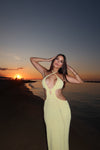 Pari dress - Pastel Yellow knitted Cut-Out Maxi Dress