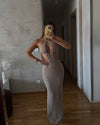 Solara Beige Knitted Cut-Out Maxi Summer Dress