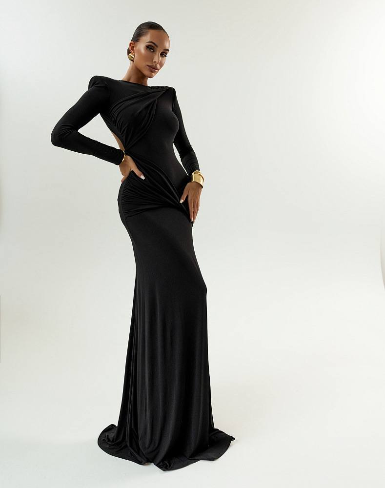 Valentina Backless Draped Maxi Dress
