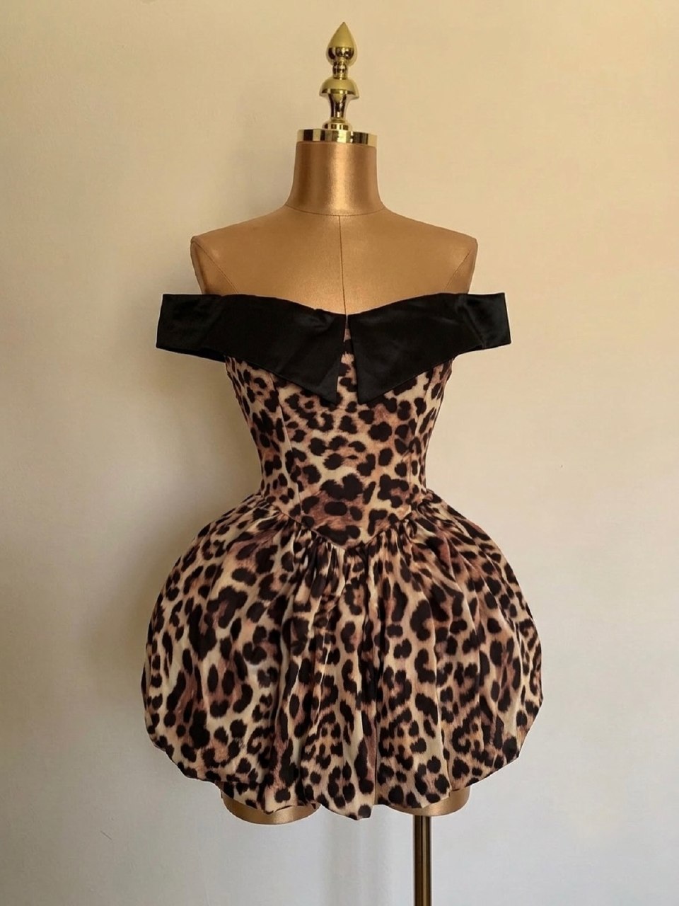 Julie Leopard Print Bubble Mini Dress