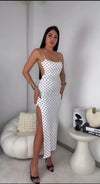 Allure dress (Sculpted Side-Cut Midi Dress with High Slit – Sleek Bodycon Evening Look)