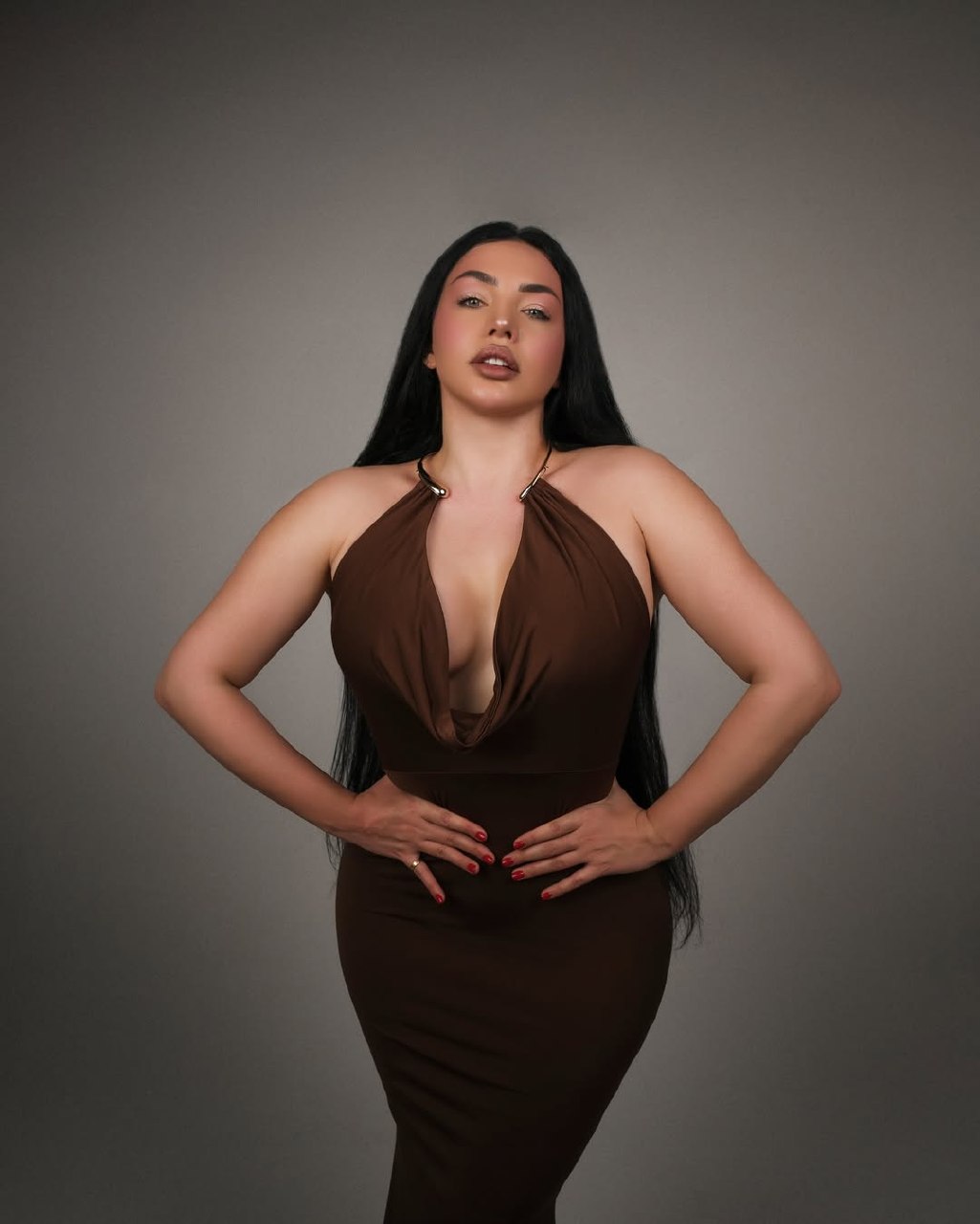 The 'Siren' Halter Cowl Maxi Dress - Espresso Elegance