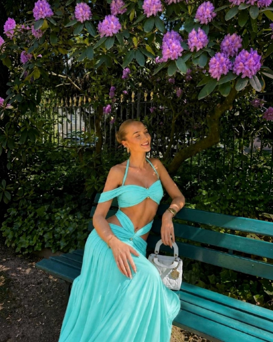 Terkoaz Off-The-Shoulder Halter Two-Piece Maxi Set