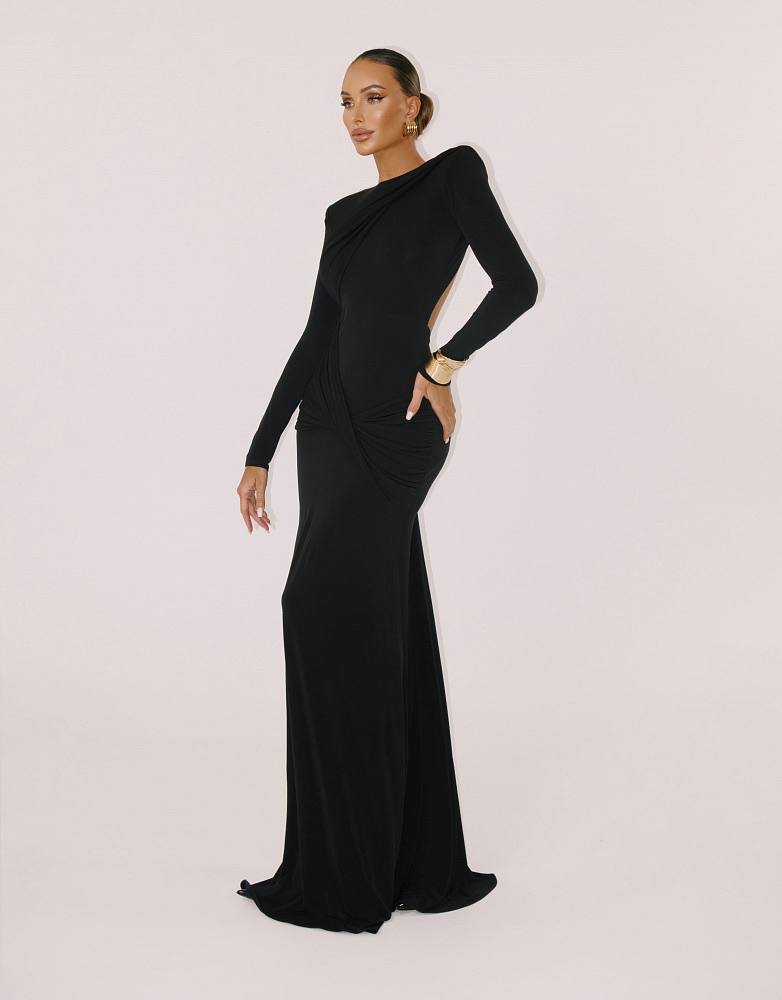 Valentina Backless Draped Maxi Dress