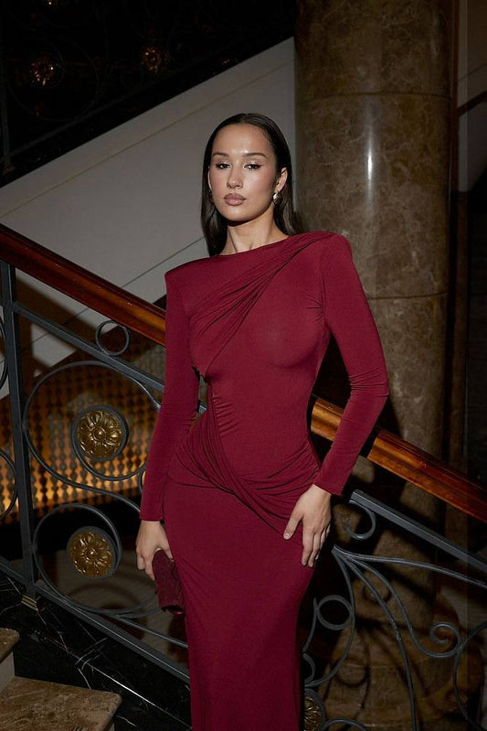 Valentina Backless Draped Maxi Dress