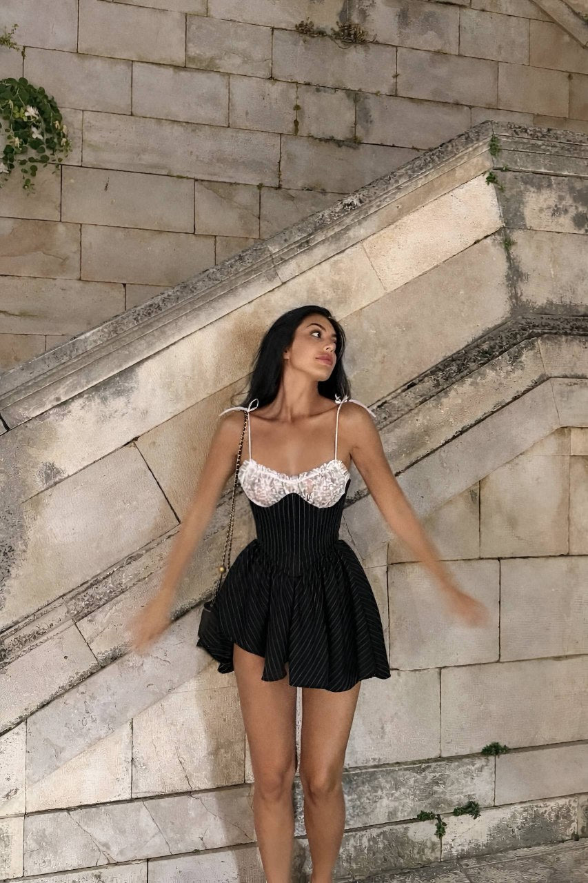 Bianca Pinstripe Corset Mini Dress